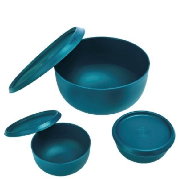 ** Tupperware Essentials Blossom Green Salad Serving 6 Bowl Set w/ Instant Seals - Picture 3 of 9